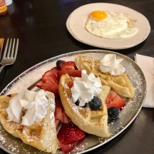 The berry waffle flight at Syrup in downtown Denver, CO.